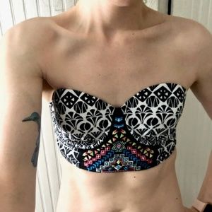 Aztec embroidered longline bikini top Boho a5 *